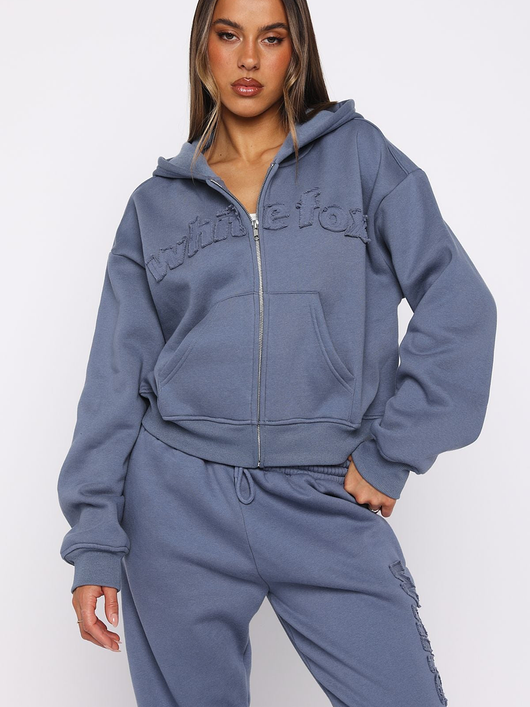 From The Archives Lexi Boxy Zip Front Hoodie Ocean 2