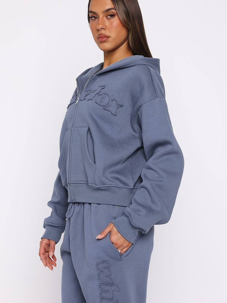 From The Archives Lexi Boxy Zip Front Hoodie Ocean 3