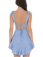 Floral Jacquard Ruffle A-line Dress in Light Blue - thumbnail 2