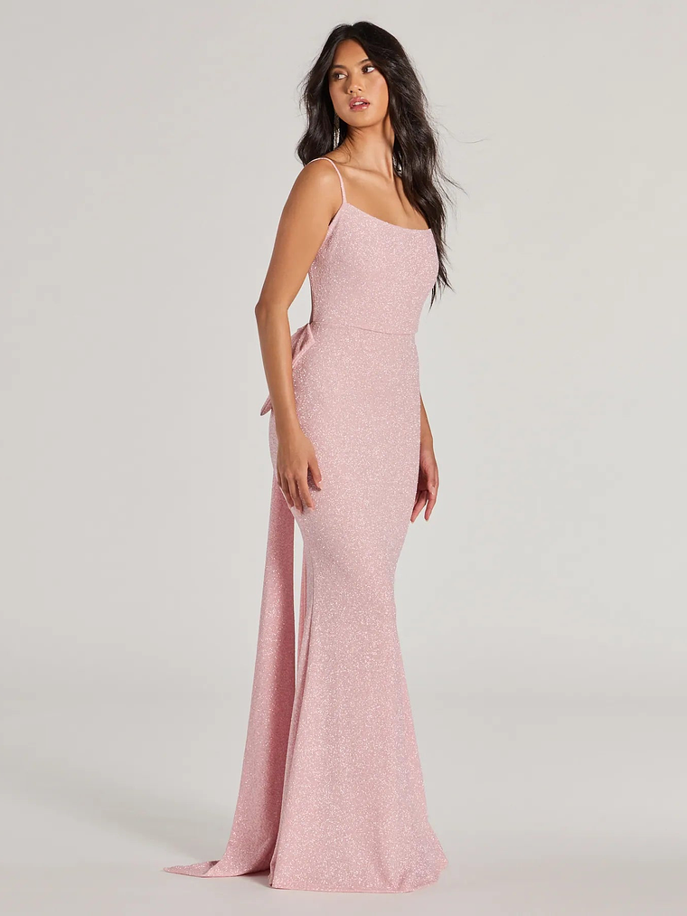 Gwendolyn Glitter Knit Bow-Back Mermaid Dress 11