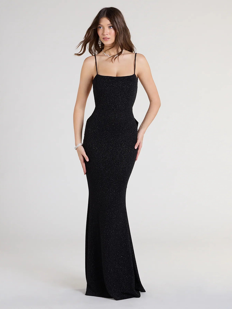 Gwendolyn Glitter Knit Bow-Back Mermaid Dress 12