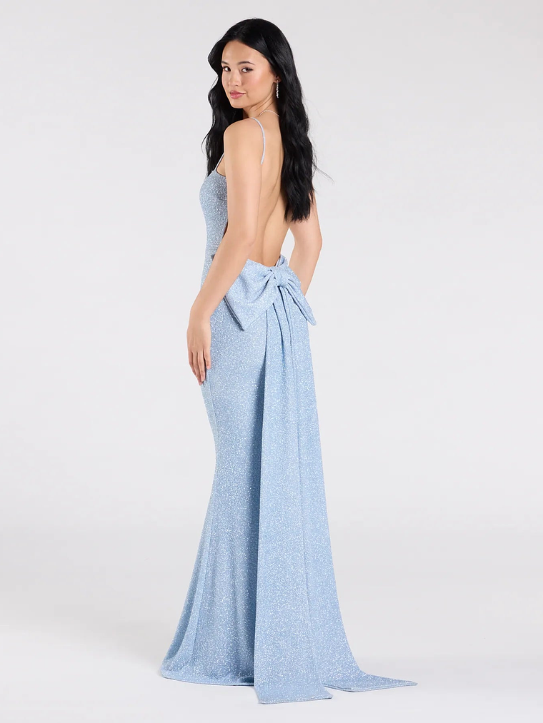 Gwendolyn Glitter Knit Bow-Back Mermaid Dress 14