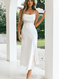Golden Era Cowl Neck Lace Waist Midi Dress White - thumbnail 3