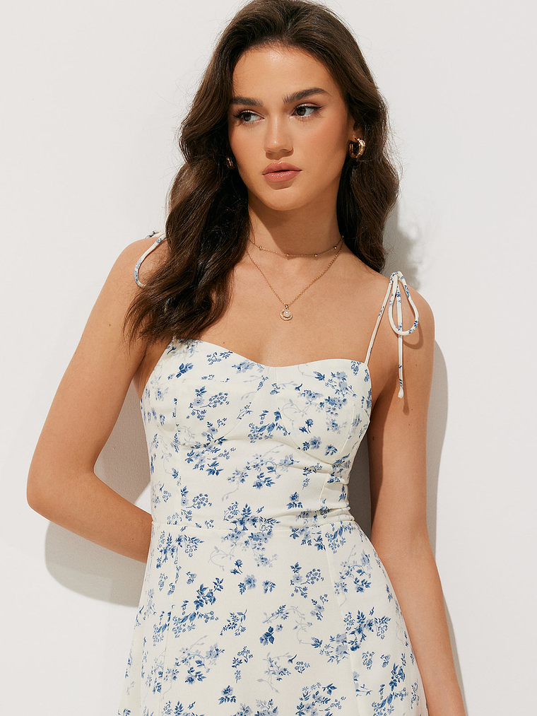 Floral Print Shirred Cami Long Dress 2