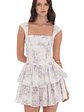 Floral Ruffle Cap Sleeve Dress in White - thumbnail 1