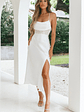 Golden Era Cowl Neck Lace Waist Midi Dress White - thumbnail 5