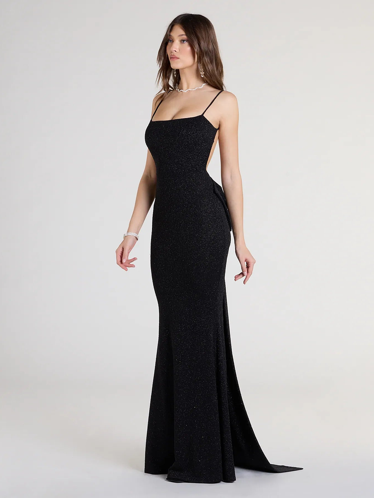 Gwendolyn Glitter Knit Bow-Back Mermaid Dress 21