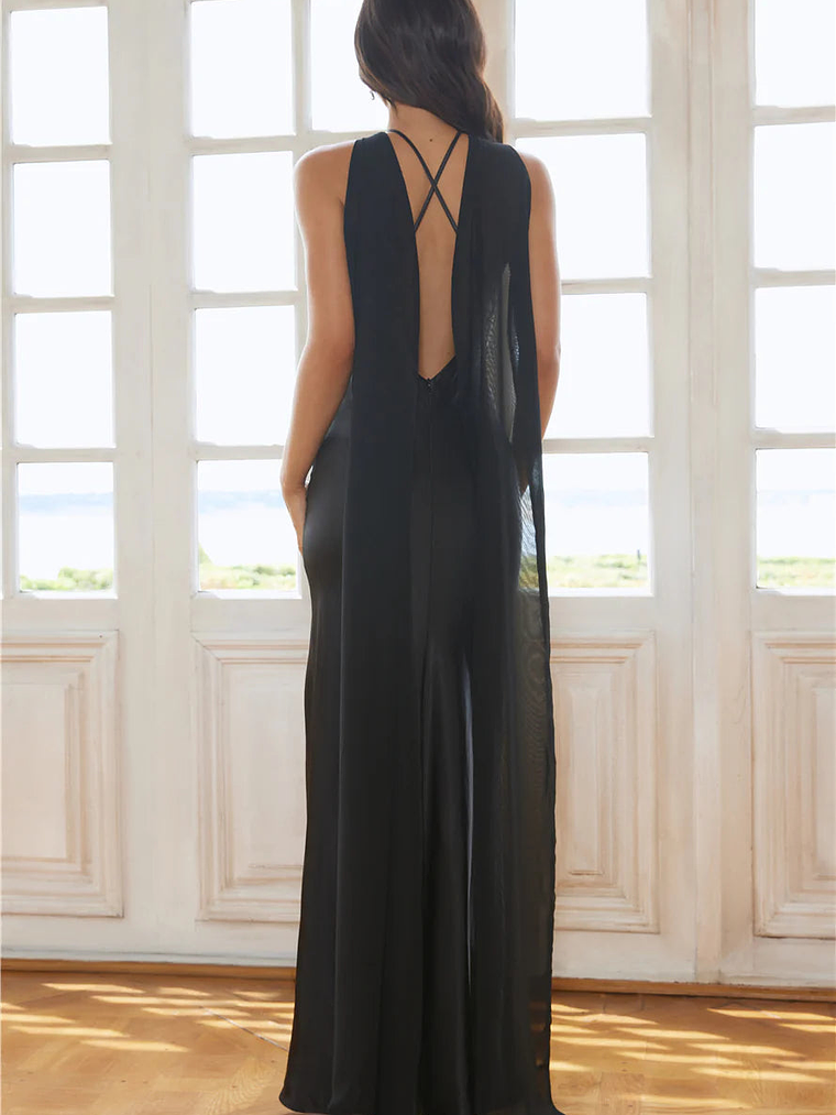 Golden Empress Satin Maxi Dress 12