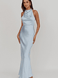 Gelato Pearl Strap Halter Maxi Dress Blue - thumbnail 1