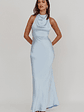 Gelato Pearl Strap Halter Maxi Dress Blue - thumbnail 4