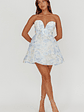 Gem Deep Sweetheart Neckline Mini Dress Floral Blue - thumbnail 2