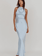 Gelato Pearl Strap Halter Maxi Dress Blue - thumbnail 5