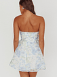 Gem Deep Sweetheart Neckline Mini Dress Floral Blue - thumbnail 3