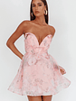 Gem Deep Sweetheart Neckline Mini Dress Floral Pink - thumbnail 1
