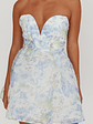 Gem Deep Sweetheart Neckline Mini Dress Floral Blue - thumbnail 4