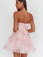Gem Deep Sweetheart Neckline Mini Dress Floral Pink - thumbnail 2