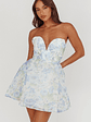 Gem Deep Sweetheart Neckline Mini Dress Floral Blue - thumbnail 5