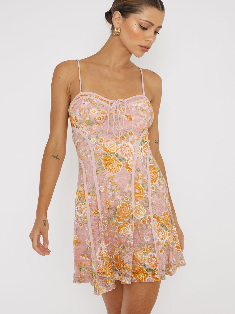 Find Your Way Lace Piping Mini Dress Pink 5