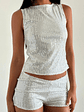 Hala Vest Top Silver Chrome Sequin - thumbnail 1
