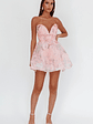 Gem Deep Sweetheart Neckline Mini Dress Floral Pink - thumbnail 4