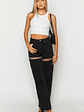 Gem Diamante Trim Wide Leg Black Denim Jeans - thumbnail 3