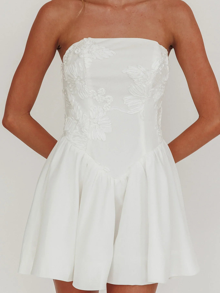 Fiora Basque Waist Strapless Mini Dress White 3