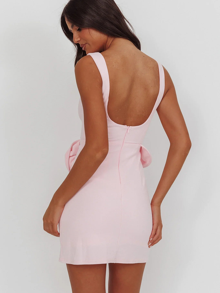 Goldy Rose Waist Decoration Mini Dress Pink 2