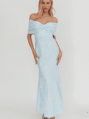 Fairytales Off-Shoulder Jacquard Maxi Dress Blue