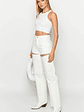 Gem Diamante Trim Wide Leg White Denim Jeans - thumbnail 4