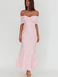 Fairytales Off-Shoulder Jacquard Maxi Dress Pink - thumbnail 1