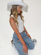 Gem Diamante Trim Wide Leg Denim Jeans - thumbnail 8