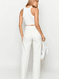 Gem Diamante Trim Wide Leg White Denim Jeans - thumbnail 5