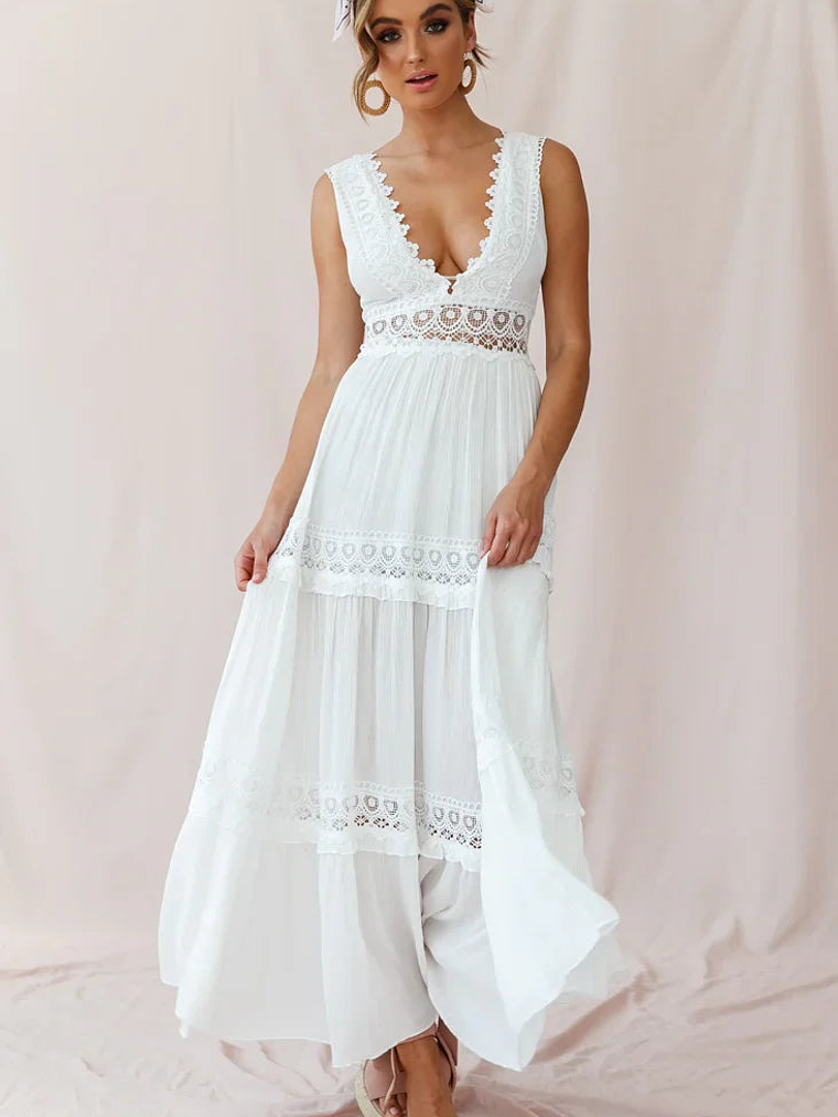 Faith Embroidered Details Maxi Dress Ivory 1
