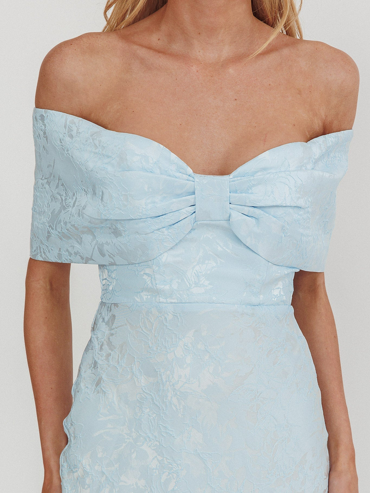 Fairytales Off-Shoulder Jacquard Maxi Dress Blue 3