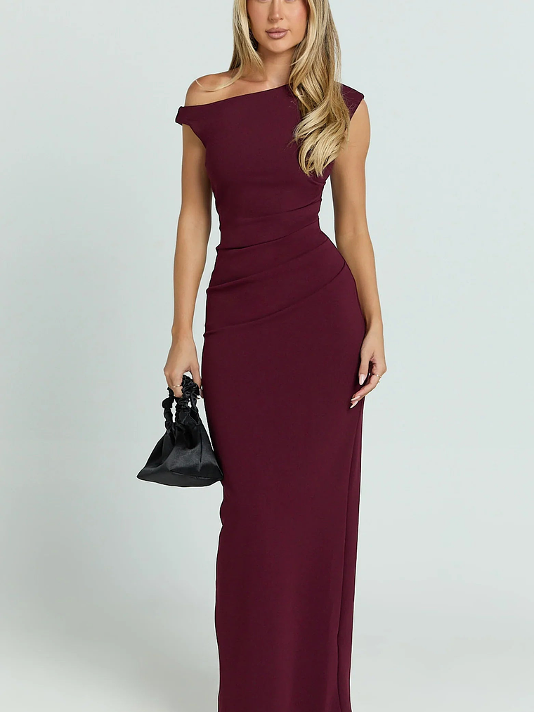 Genie Maxi Dress Off The Shoulder Dress in Wine 1
