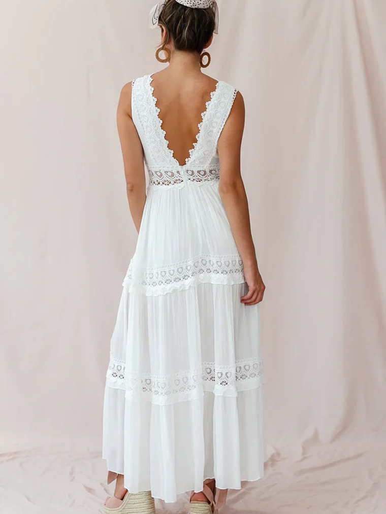 Faith Embroidered Details Maxi Dress Ivory 3