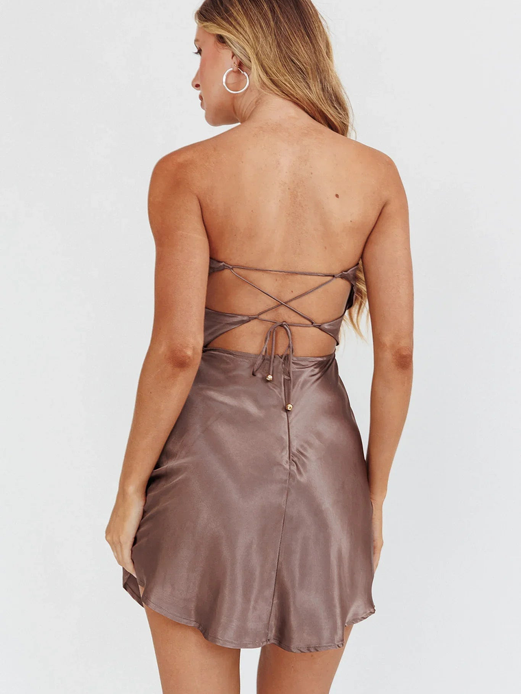 Good Impression Double Twist Mini Dress Charcoal 2