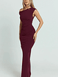 Genie Maxi Dress Off The Shoulder Dress in Wine - thumbnail 2