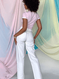 Gem Diamante Trim Wide Leg White Denim Jeans - thumbnail 8