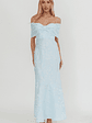 Fairytales Off-Shoulder Jacquard Maxi Dress Blue - thumbnail 4