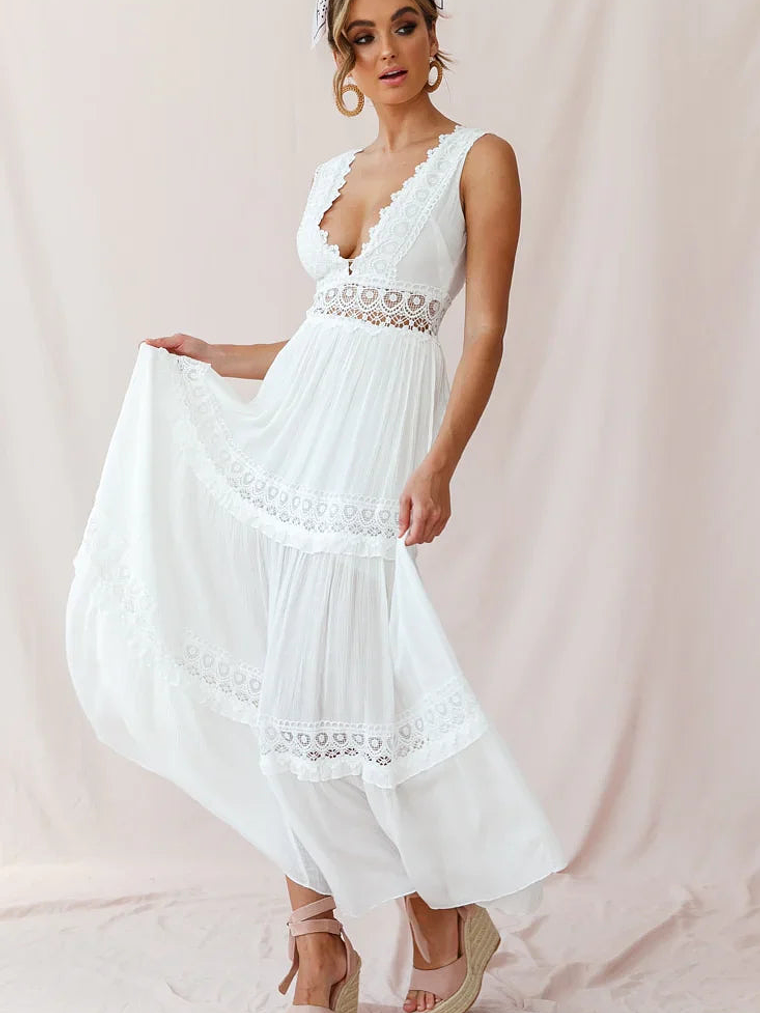 Faith Embroidered Details Maxi Dress Ivory 5