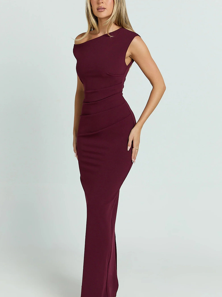 Genie Maxi Dress Off The Shoulder Dress in Wine 4