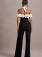 Genny | Black Tailored Wide-Leg Jumpsuit With Flowers - thumbnail 2