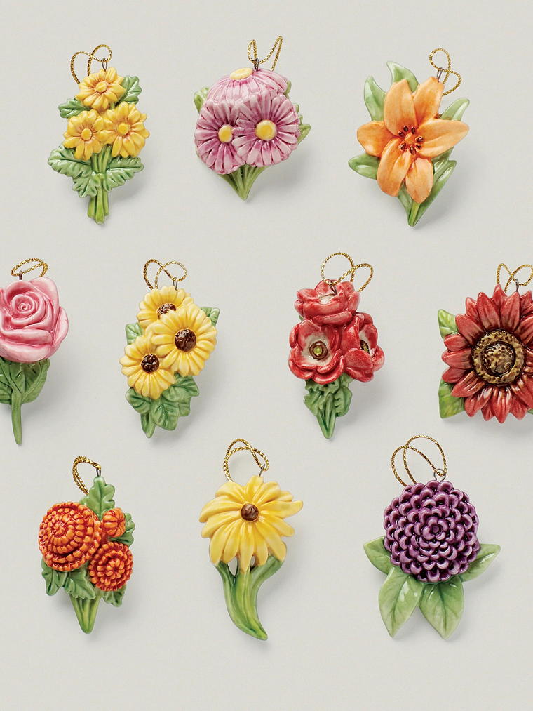 Fall Flowers 10-Piece Ornament & Tree Set 2