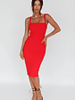 Georgia Square Neckline Midi Dress Red - thumbnail 2