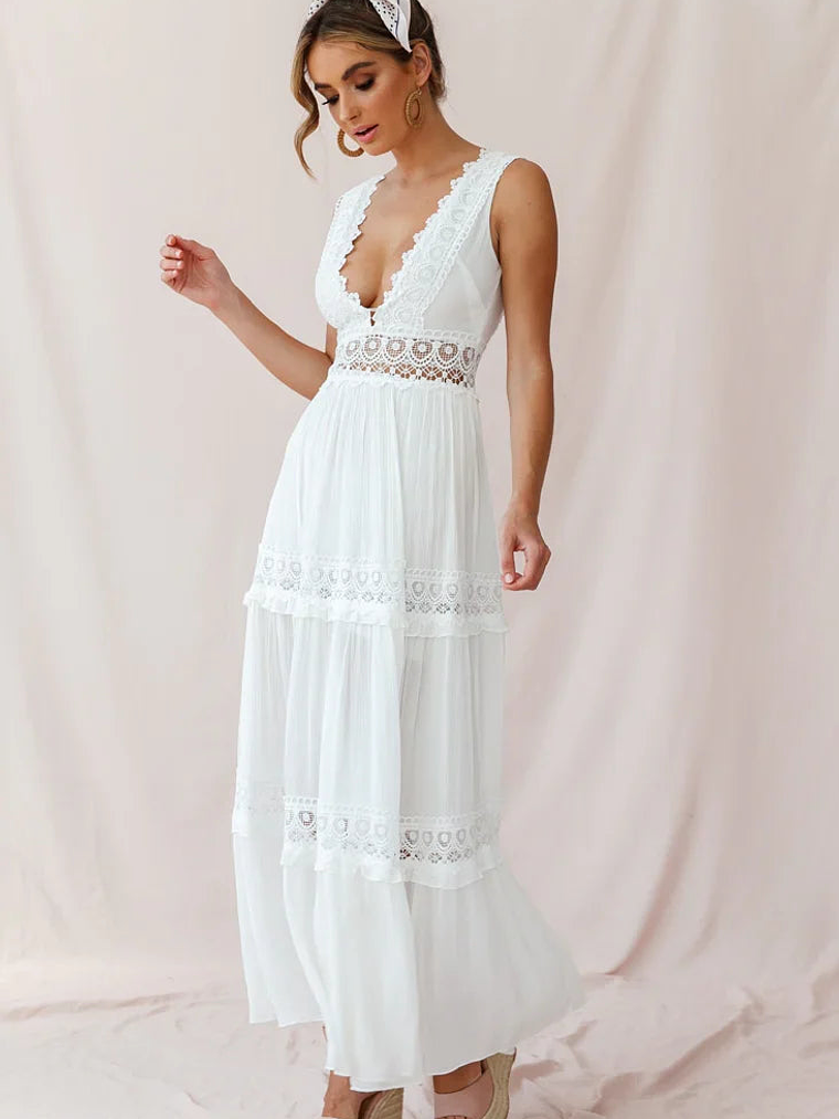 Faith Embroidered Details Maxi Dress Ivory 7