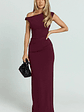 Genie Maxi Dress Off The Shoulder Dress in Wine - thumbnail 7