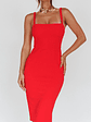 Georgia Square Neckline Midi Dress Red - thumbnail 4