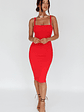 Georgia Square Neckline Midi Dress Red - thumbnail 5