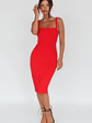 Georgia Square Neckline Midi Dress Red - thumbnail 6